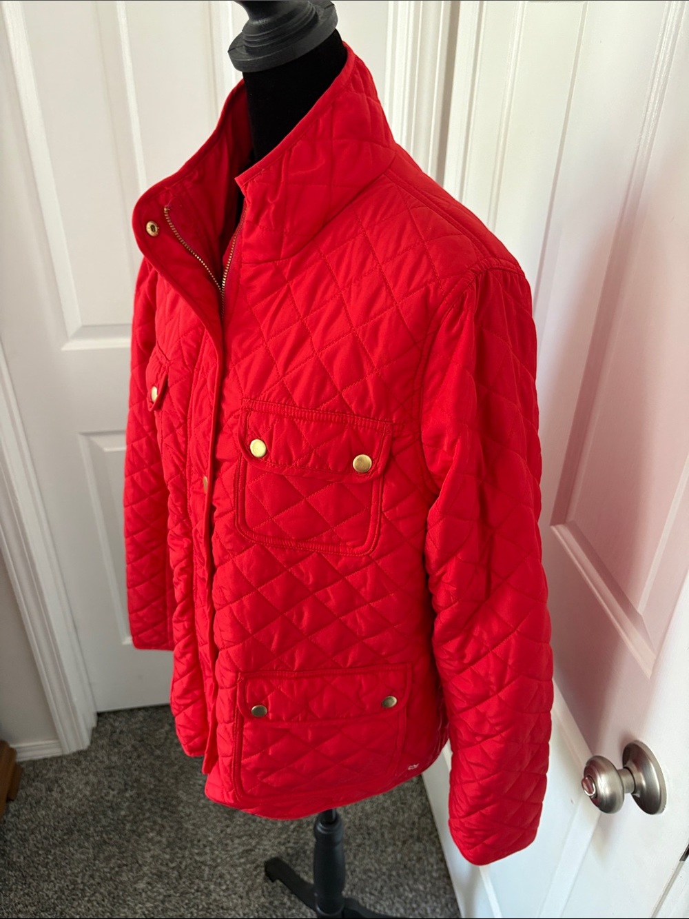 crown & ivy Bright Red Quilted Jacket with Gold-Tone Buttons - Picture 3 of 14